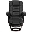 Bowery Hill LeatherSoft Black Recliner and Ottoman Contemporary Plush Arms 41