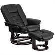 Bowery Hill LeatherSoft Black Recliner and Ottoman Contemporary Plush Arms 41