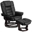 Bowery Hill LeatherSoft Black Recliner and Ottoman Contemporary Plush Arms 41