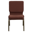 Bowery Hill Fabric Church Stacking Guest Chair in Brown/Gold