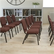 Bowery Hill Fabric Church Stacking Guest Chair in Brown/Gold