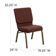 Bowery Hill Fabric Church Stacking Guest Chair in Brown/Gold