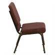Bowery Hill Fabric Church Stacking Guest Chair in Brown/Gold