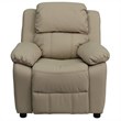 Bowery Hill Kids Recliner in Beige with Storage Arms