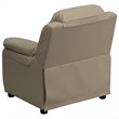 Bowery Hill Kids Recliner in Beige with Storage Arms