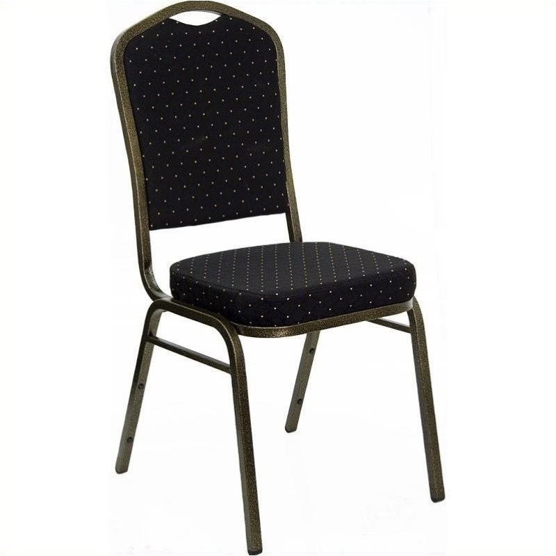 Bowery Hill Crown Back Banquet Stacking Chair in Black