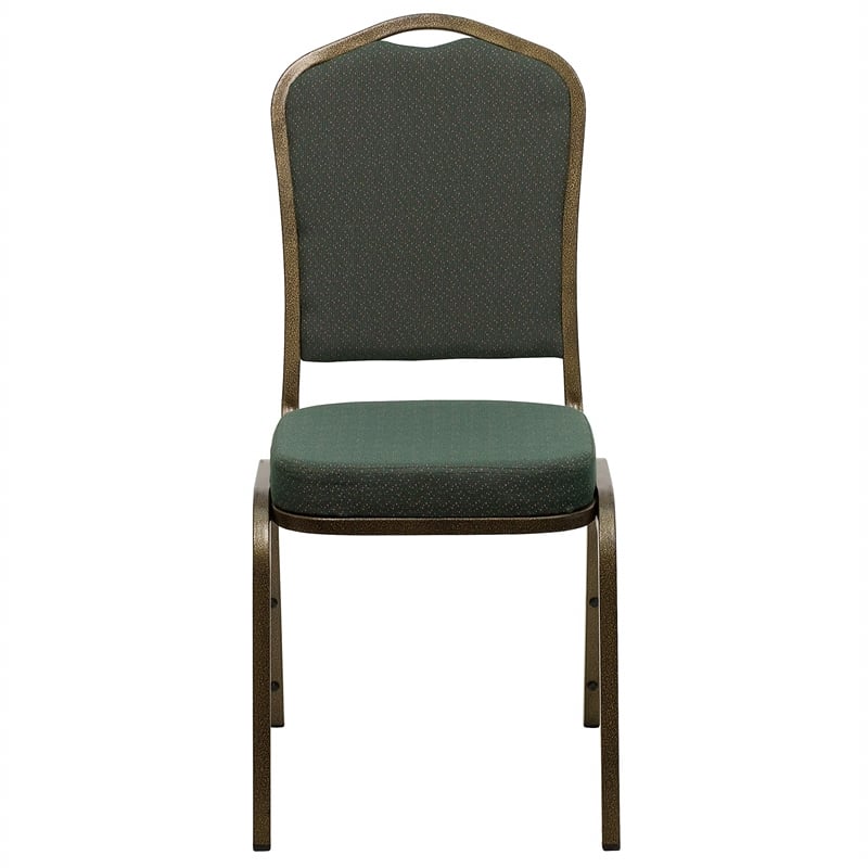 Bowery Hill Fabric/Steel Crown Back Banquet Stacking Chair in Green