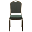 Bowery Hill Fabric/Steel Crown Back Banquet Stacking Chair in Green