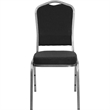 Bowery Hill Fabric/Metal Crown Back Banquet Stacking Chair in Silver/Black