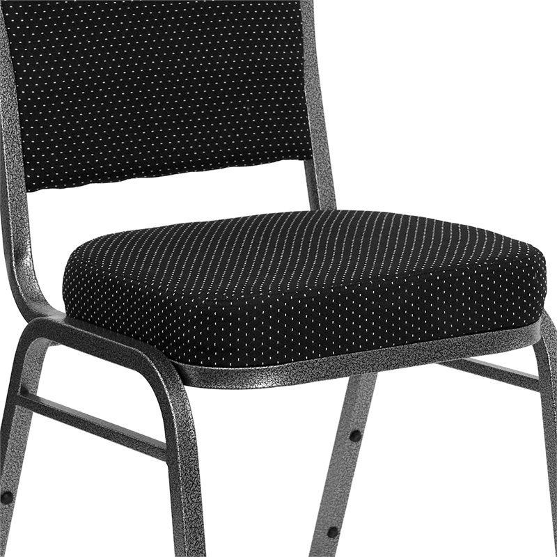 Bowery Hill Fabric/Metal Crown Back Banquet Stacking Chair in Silver/Black