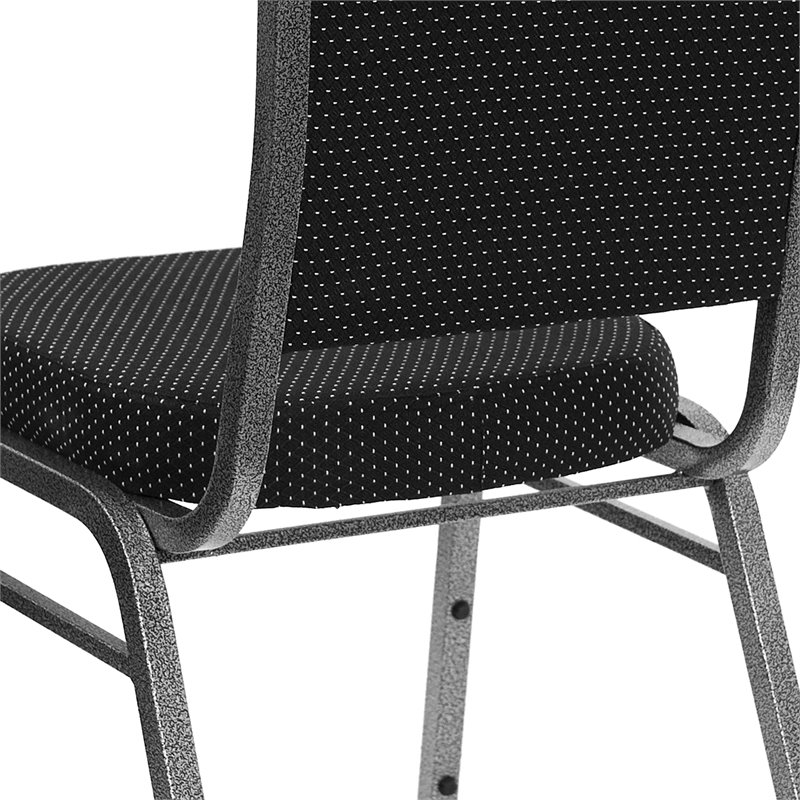Bowery Hill Fabric/Metal Crown Back Banquet Stacking Chair in Silver/Black