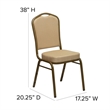 Bowery Hill Fabric/Metal Crown Back Banquet Stacking Chair in Beige/Gold