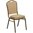 Bowery Hill Fabric/Metal Crown Back Banquet Stacking Chair in Beige/Gold