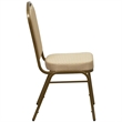 Bowery Hill Fabric/Metal Crown Back Banquet Stacking Chair in Beige/Gold