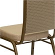 Bowery Hill Fabric/Metal Crown Back Banquet Stacking Chair in Beige/Gold