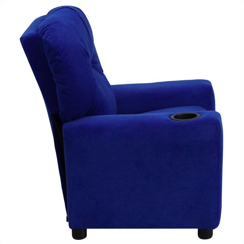 Bowery Hill Kids Recliner in Royal Blue with Cup Holder