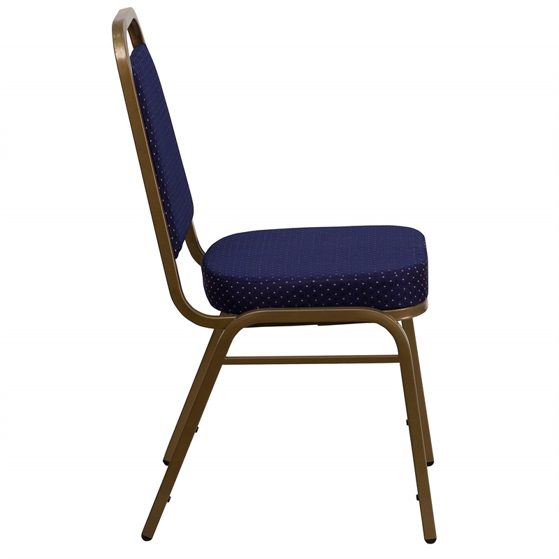 Bowery Hill Fabric/Metal Trapezoid Back Banquet Stacking Chair in Navy