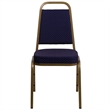 Bowery Hill Fabric/Metal Trapezoid Back Banquet Stacking Chair in Navy