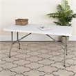 Bowery Hill Plastic/Metal Blow Molded Folding Table in Granite White