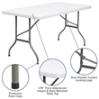 Bowery Hill Plastic/Metal Blow Molded Folding Table in Granite White