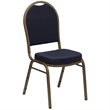 Bowery Hill Fabric/Metal Dome Back Banquet Stacking Chair in Blue