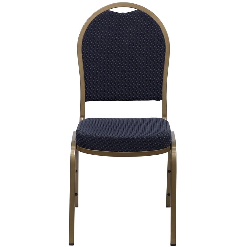 Bowery Hill Fabric/Metal Dome Back Banquet Stacking Chair in Blue
