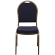 Bowery Hill Fabric/Metal Dome Back Banquet Stacking Chair in Blue