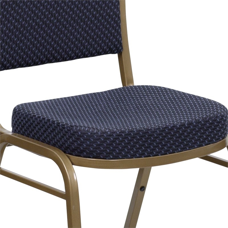 Bowery Hill Fabric/Metal Dome Back Banquet Stacking Chair in Blue