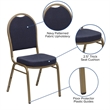 Bowery Hill Fabric/Metal Dome Back Banquet Stacking Chair in Blue