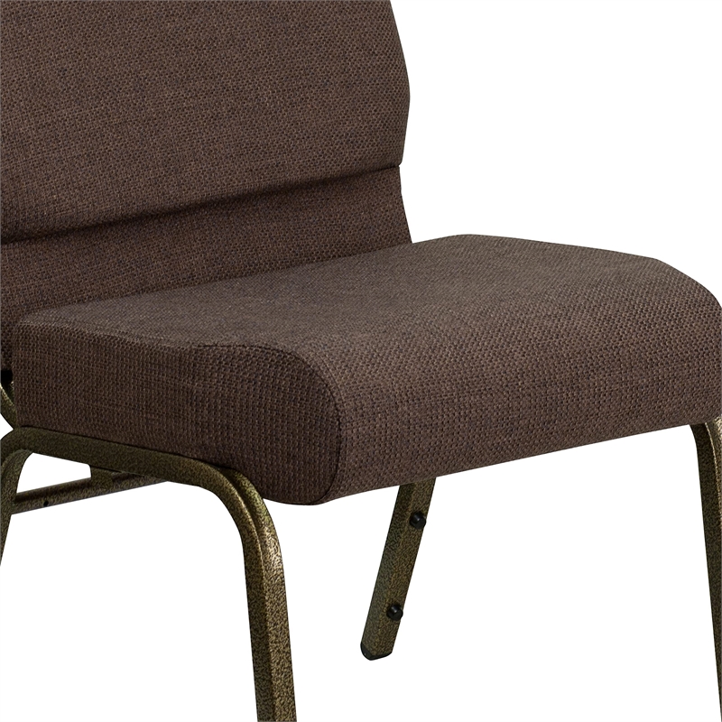 Bowery Hill Fabric Brown Church Chair Rectangular Waterfall Seat Unassembled
