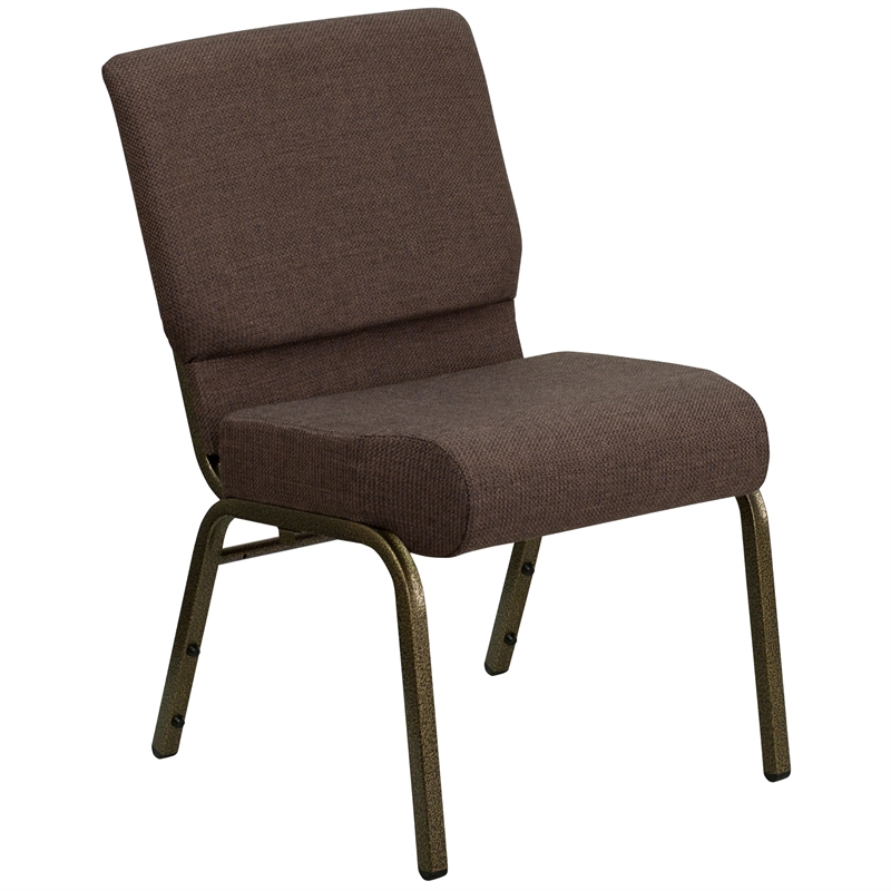 Bowery Hill Fabric Brown Church Chair Rectangular Waterfall Seat Unassembled