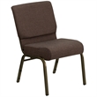 Bowery Hill Fabric Brown Church Chair Rectangular Waterfall Seat Unassembled