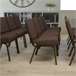 Bowery Hill Fabric Brown Church Chair Rectangular Waterfall Seat Unassembled