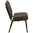 Bowery Hill Fabric Brown Church Chair Rectangular Waterfall Seat Unassembled