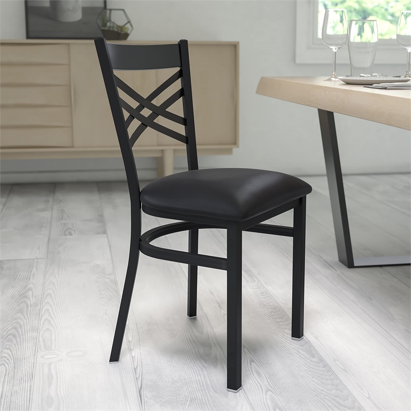 Bowery Hill Back Metal Dining Chair in Black