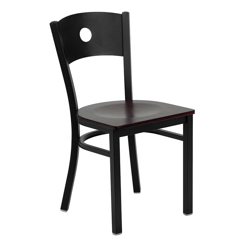 Bowery Hill Circle Back Metal Dining Chair in Mahogany