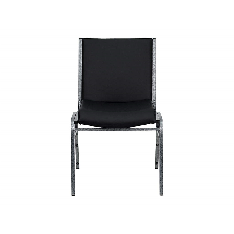 Bowery Hill Upholstered Stacking Chair in Black Vinyl