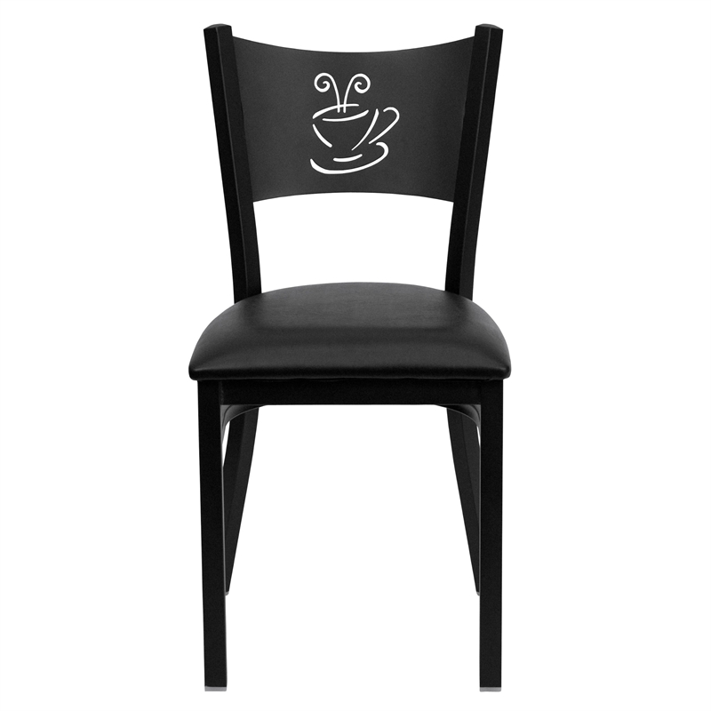 Bowery Hill Coffee Back Metal Dining Chair in Black