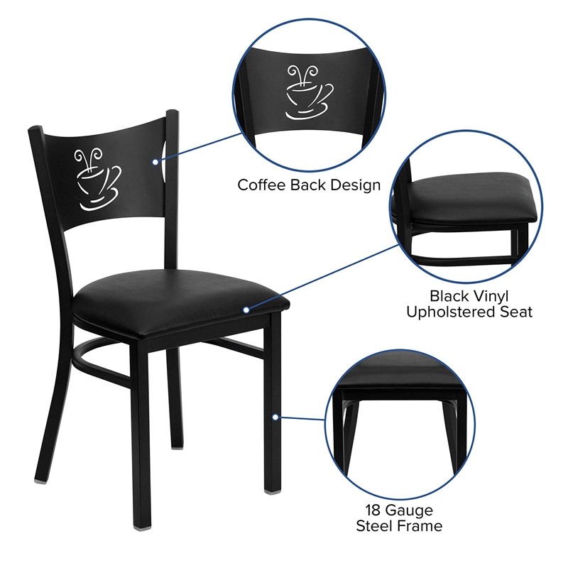 Bowery Hill Coffee Back Metal Dining Chair in Black