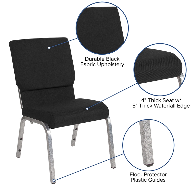 Bowery Hill Church Stacking Guest Chair in Black