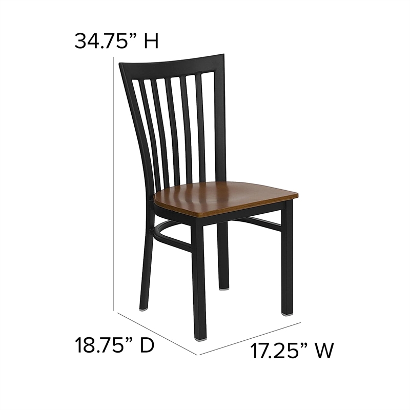Bowery Hill Black Back Metal Dining Chair in Cherry