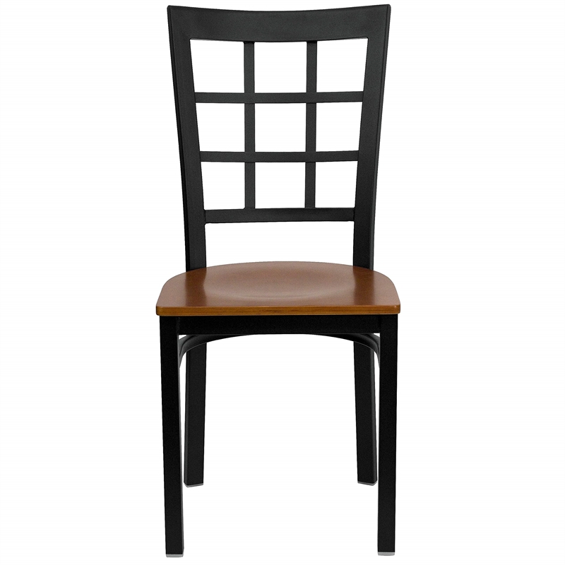 Bowery Hill Black Window Back Dining Chair in Cherry