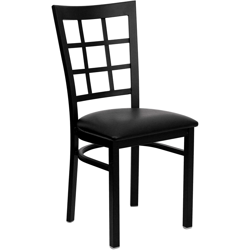 Bowery Hill Window Back Metal Dining Chair in Black