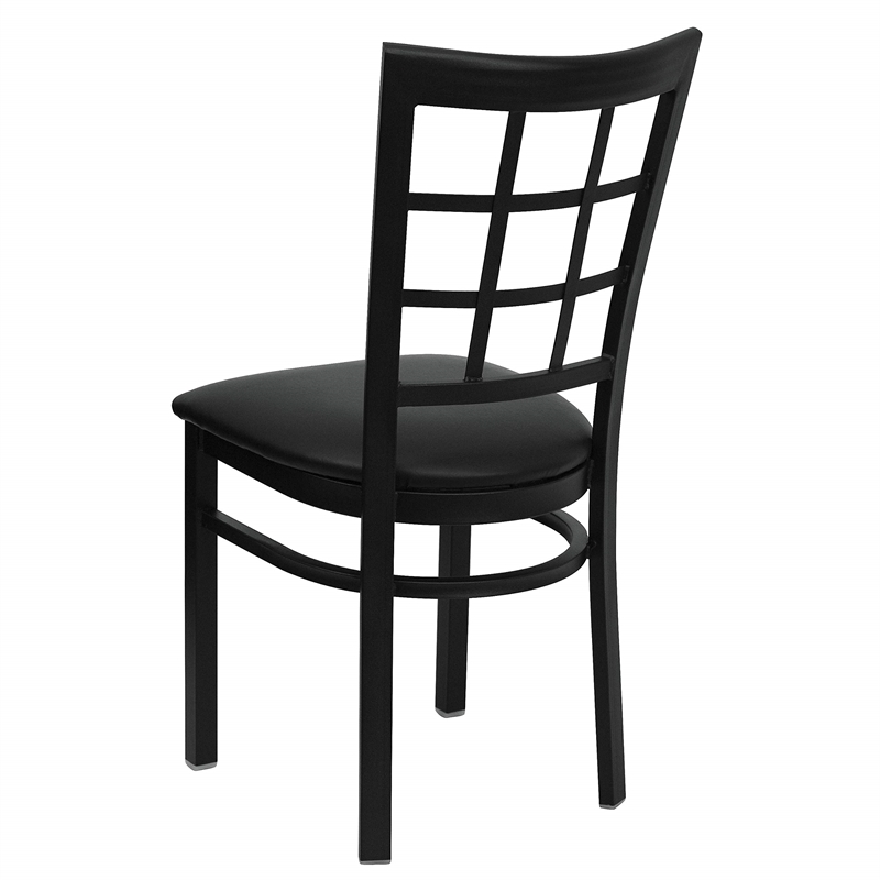 Bowery Hill Window Back Metal Dining Chair in Black