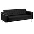 Bowery Hill Leather Black Sofa Rectangular Tufted 81