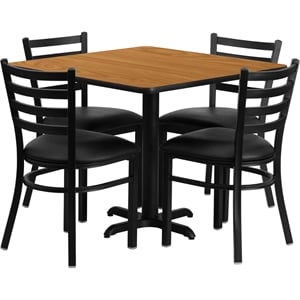 Bowery Hill 5 Piece Laminate Table Set in Natural and Black