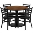Bowery Hill 5 Piece Restaurant Dining Set in Black and Walnut