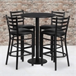 Bowery Hill 5 Piece Round Laminate Table Set in Black
