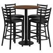 Bowery Hill 5 Piece Round Laminate Table Set in Walnut and Black