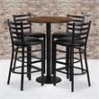 Bowery Hill 5 Piece Round Laminate Table Set in Walnut and Black